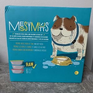 MESSY MUTTS 6 Piece Bowl Set XL Stainless Steel Bowl Silicone Lid Box Set